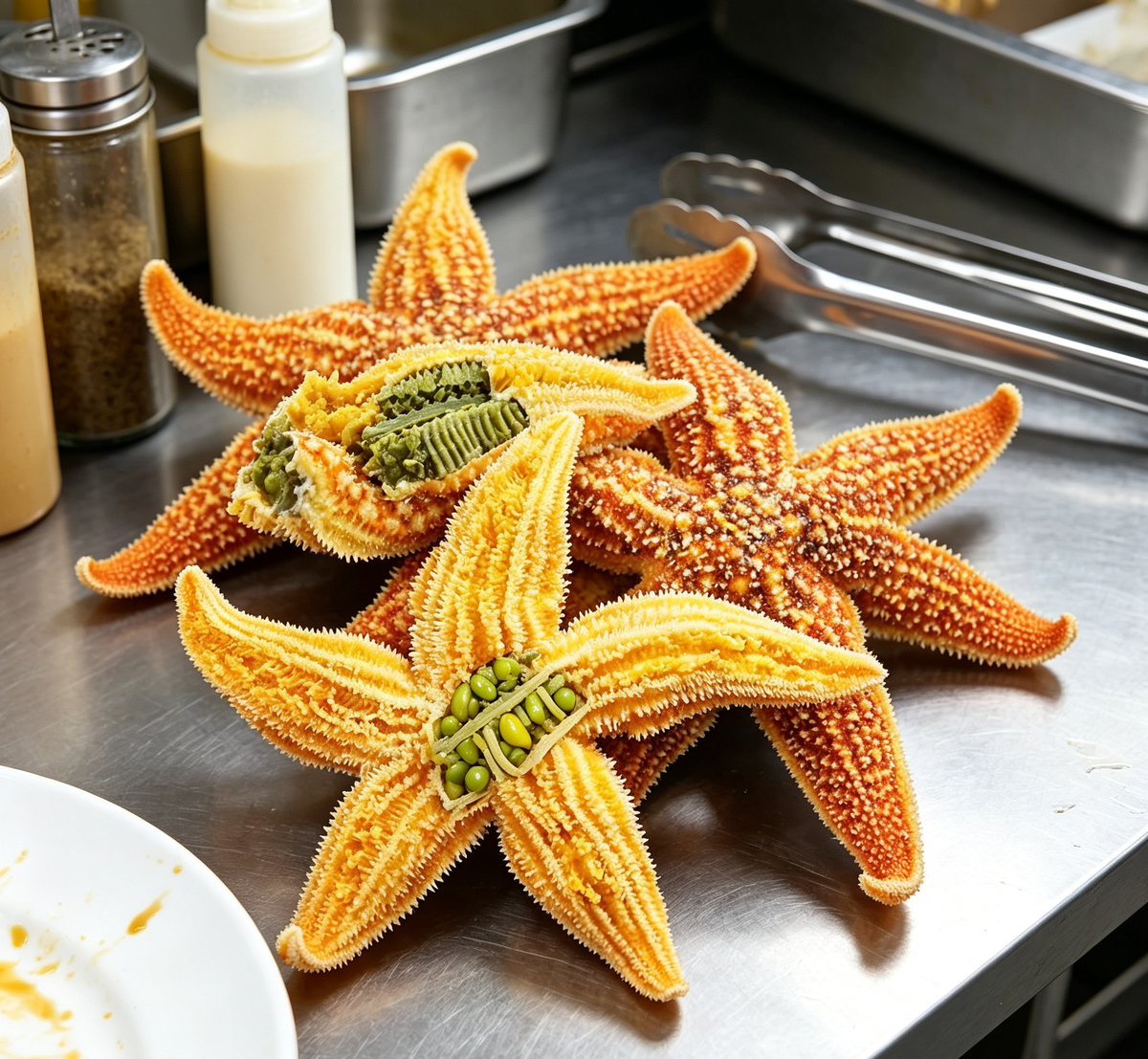 Close view of a sea star's textured surface